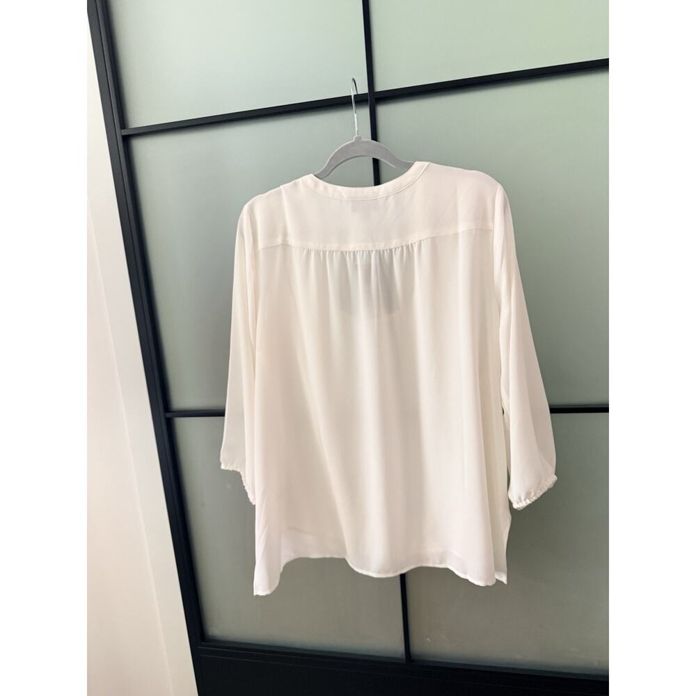 J.Jill Cream Split Front Surplice Top L Large NWT Crepe 3/4 Sleeve Blouse - Picture 8 of 11